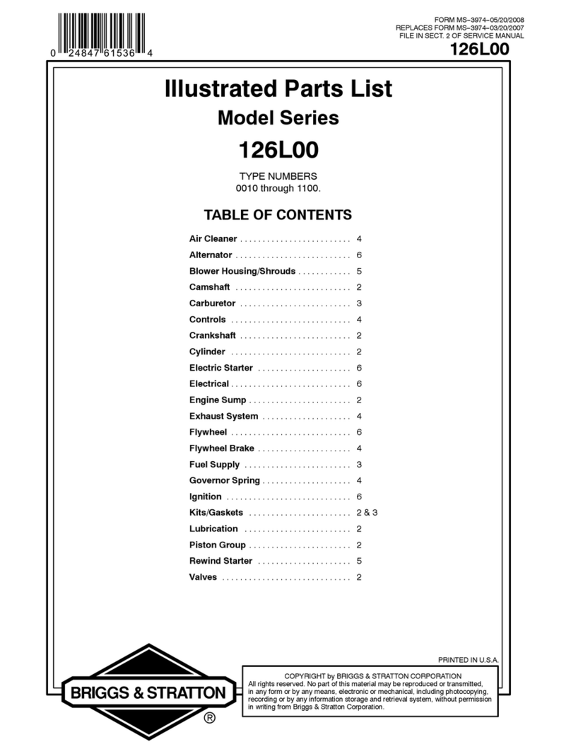 Briggs & Stratton 126L00 Series Illustrated parts list