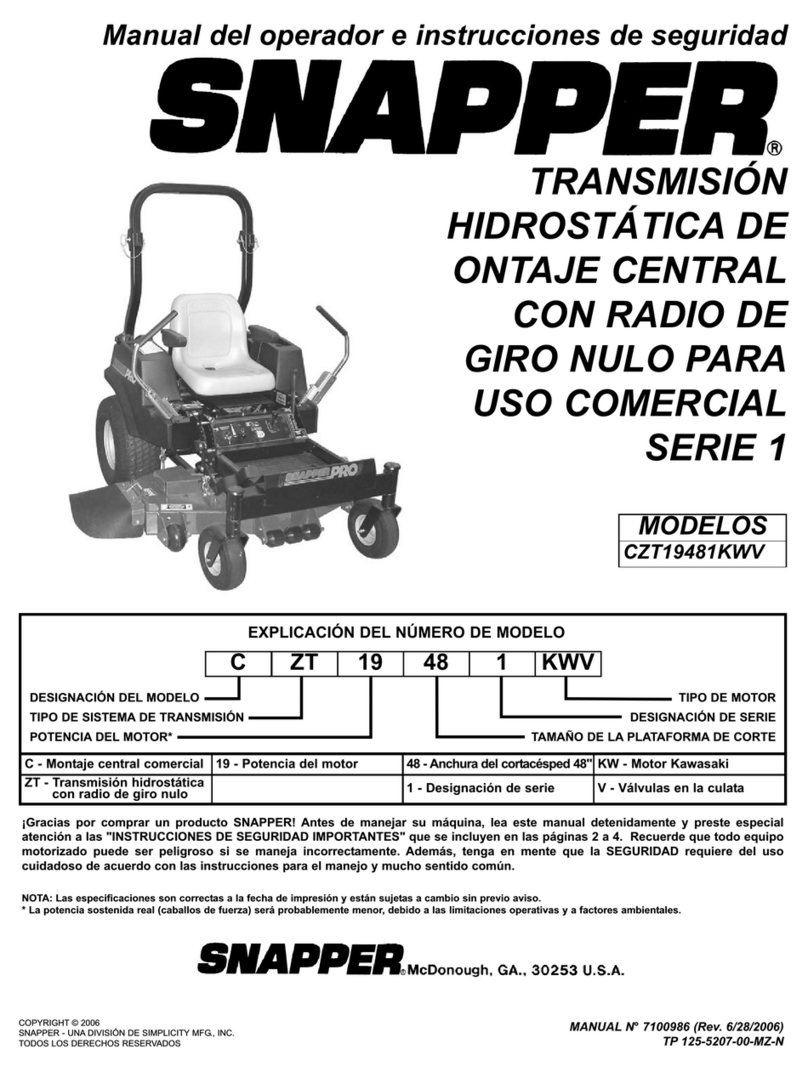 Snapper SERIE 1 CZT19481KWV Quick guide