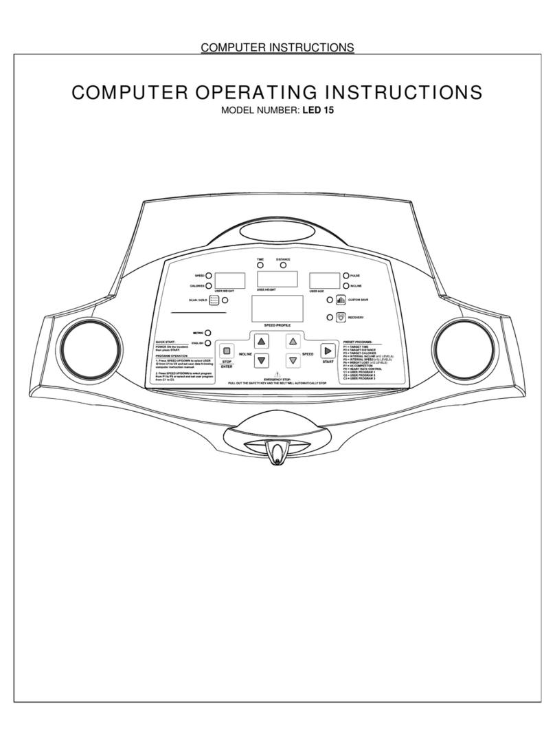 Smooth Fitness LED 15 Computer operating instructions