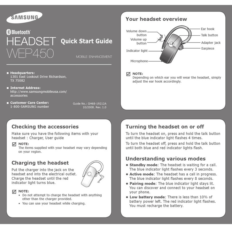 Samsung WEP450 - Headset - Over-the-ear quick start guide