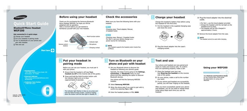 Samsung WEP200 - WEP 200 - Headset quick start guide