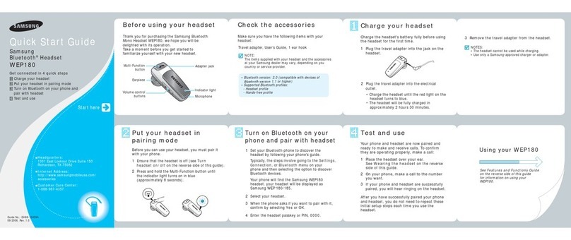 Samsung WEP180 - Headset - Over-the-ear User manual