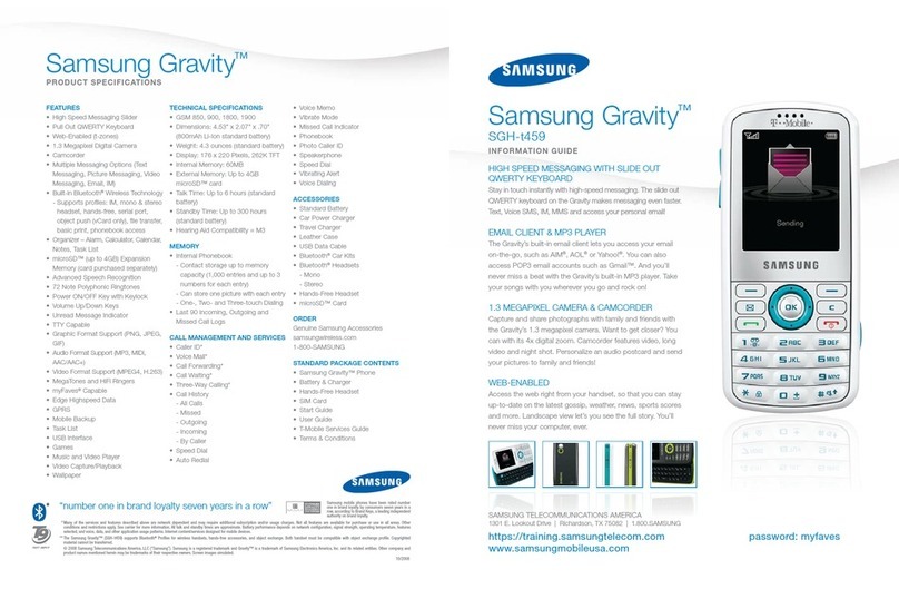 Samsung Gravity SGH T459 Information guide
