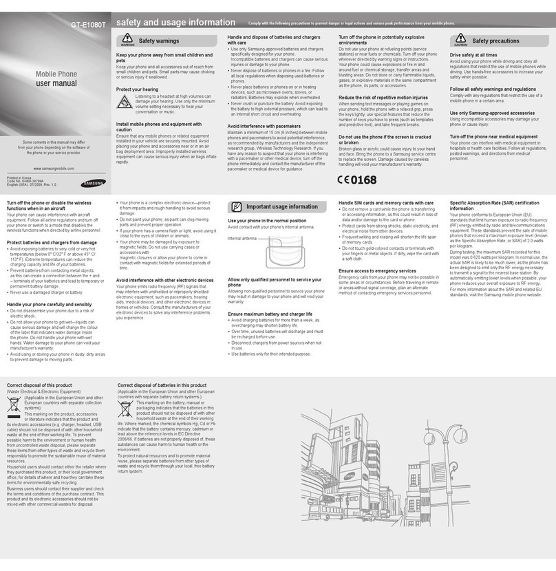 Samsung GT-E1080T User manual
