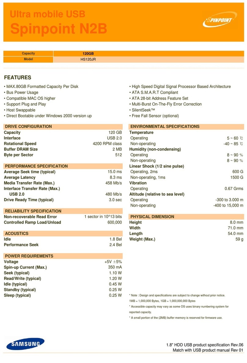 Samsung SPINPOINT HS120JR Specifications