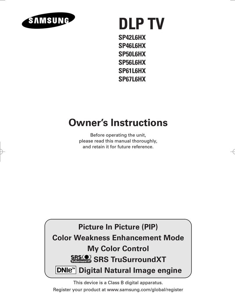 Samsung SP42L6HX - 42" Rear Projection TV Owner's instructions