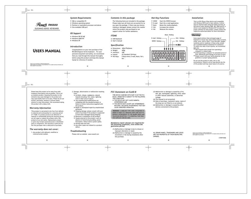 Rosewill RK600 User manual Rosewill RK600 User manual