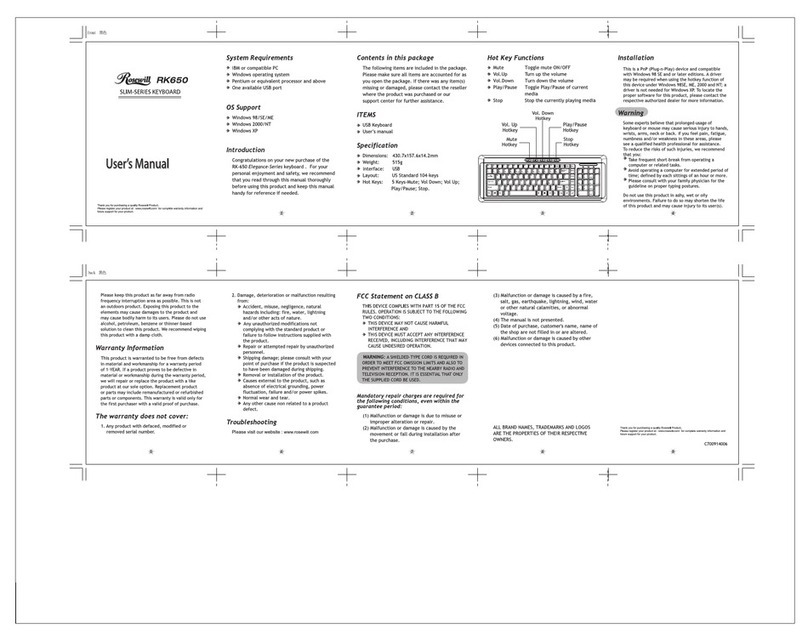 Rosewill RK650 User manual Rosewill RK650 User manual