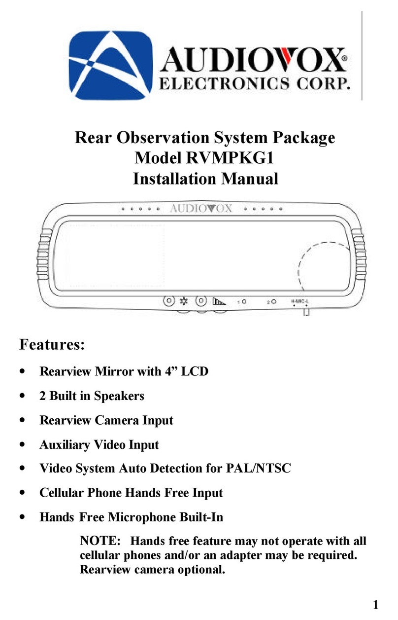 Audiovox Rear Observation System Package RVMPKG1 User manual Audiovox Rear Observation System Package RVMPKG1 User manual