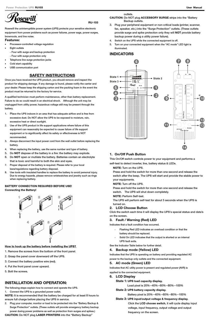 Rosewill Power Protection UPS RU-103 user manual Rosewill Power Protection UPS RU-103 user manual