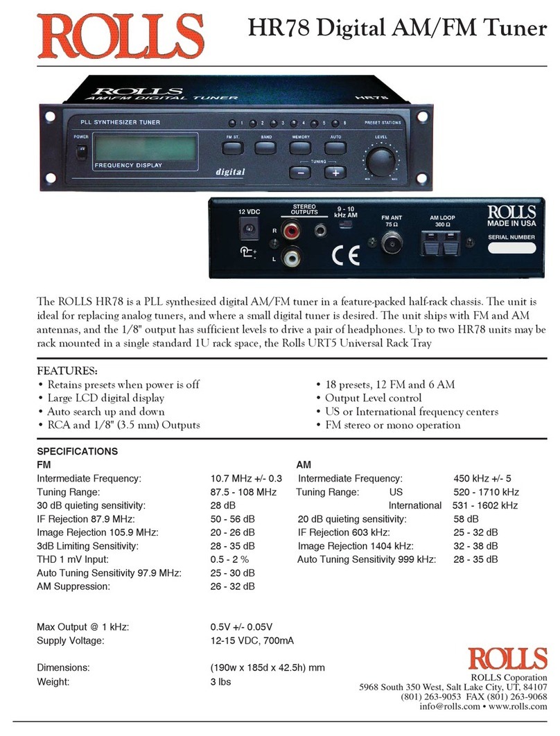Rolls HR78 Specification sheet