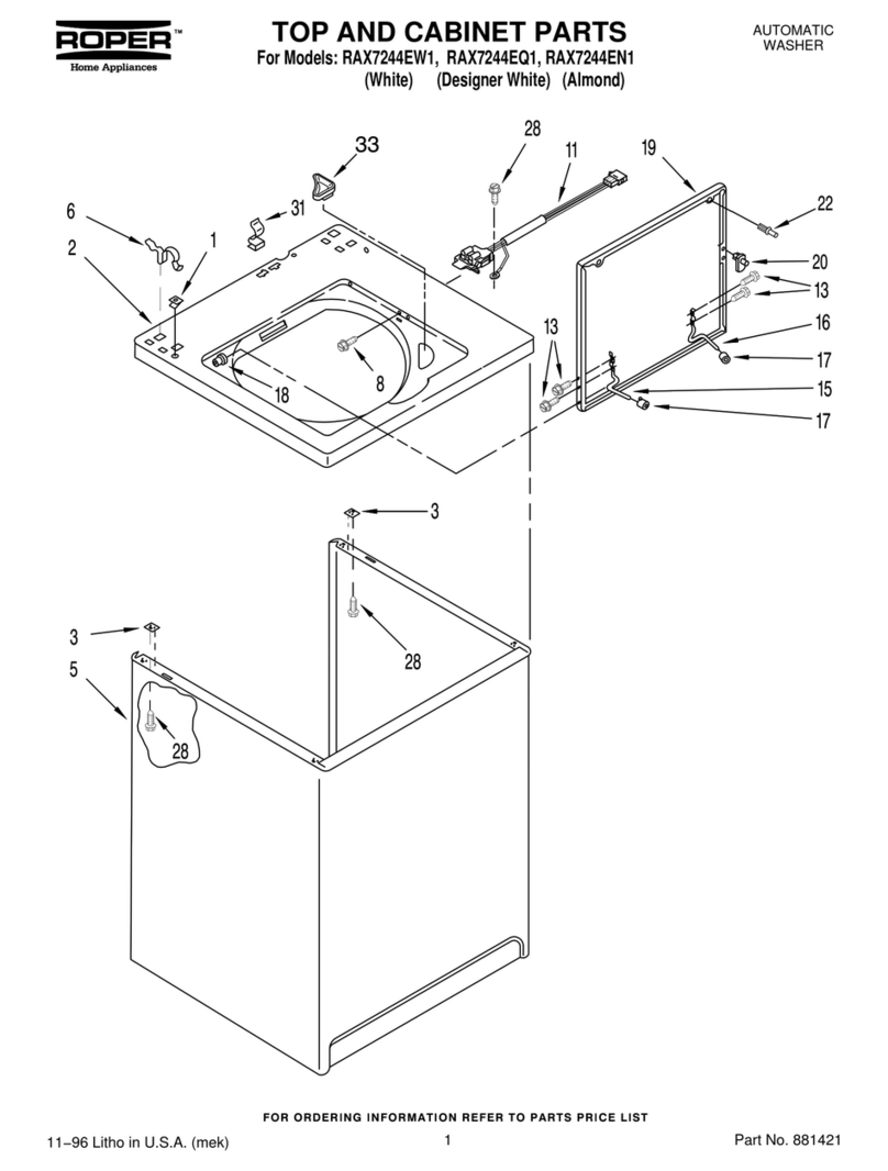 Roper TOP AND CABINET PARTS RAX7244EN1 User manual