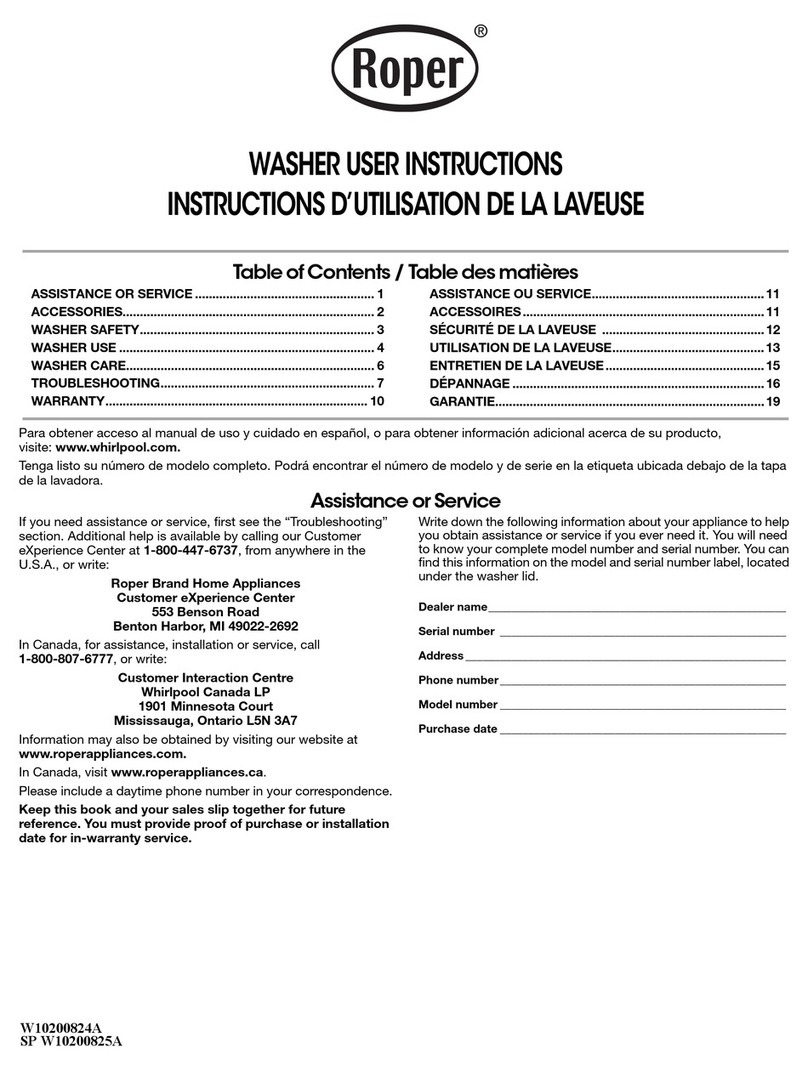 Roper SP W10200825A User manual