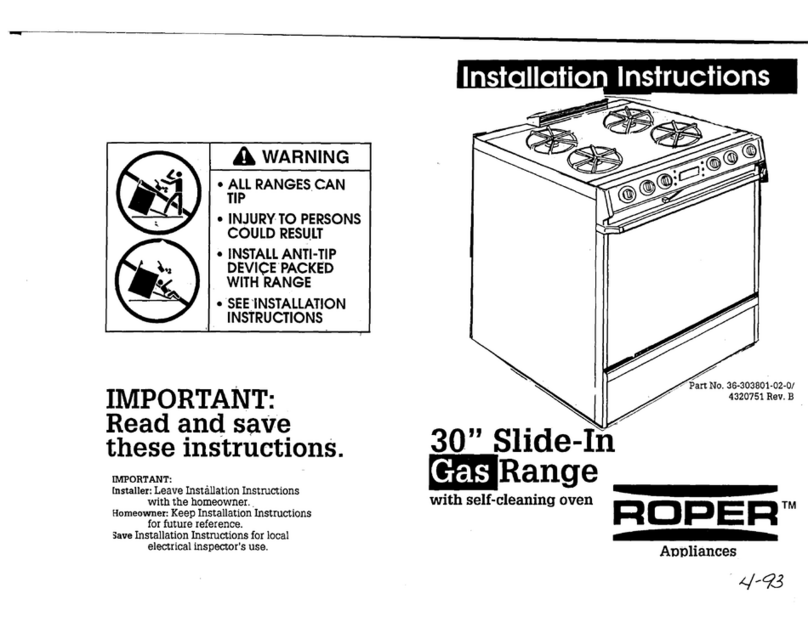 Roper Range installation instructions