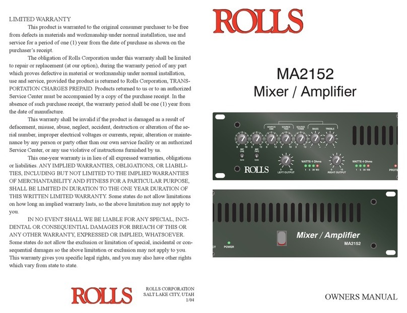 Rolls MA2152 owner's manual