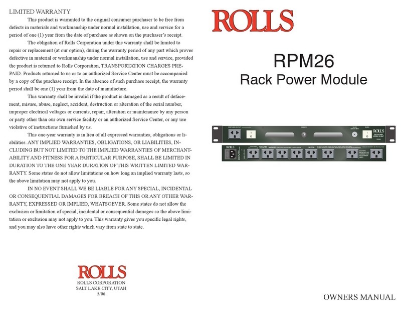 Rolls Rack Power Module RPM26 owner's manual