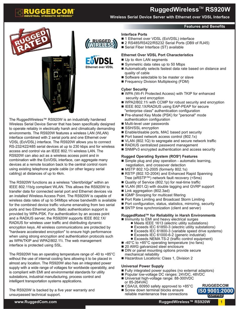 RuggedCom RuggedWireless RS920W Specifications