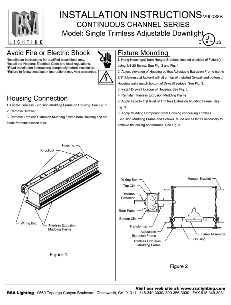 RSA Lighting Continuous Channel Series V90088B installation instructions