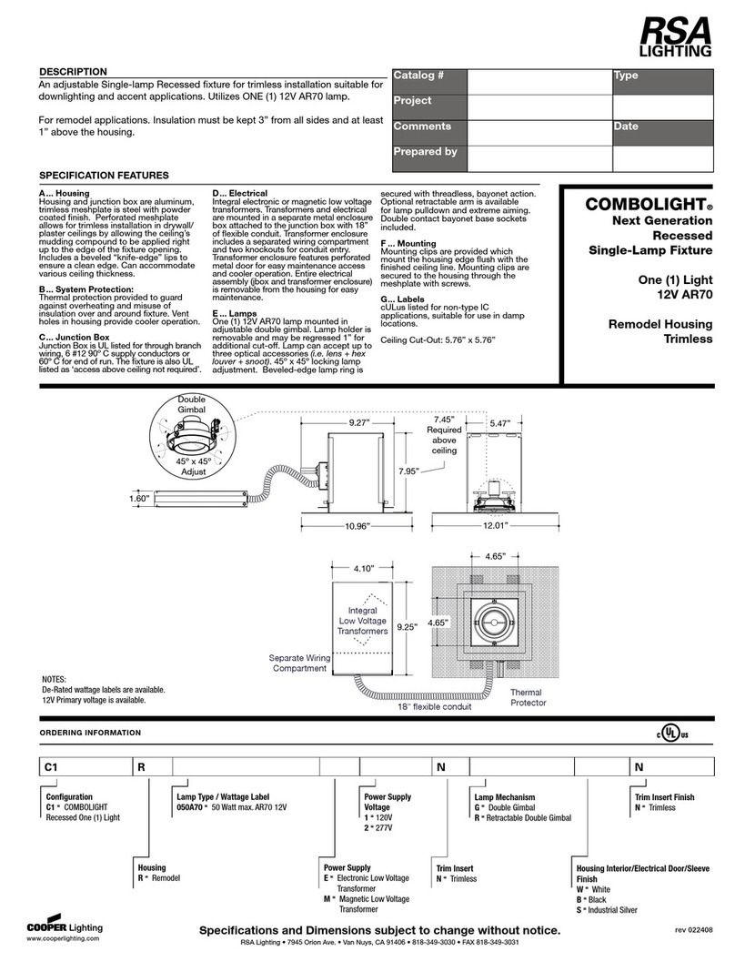 RSA Lighting 12V AR70 User manual RSA Lighting 12V AR70 User manual