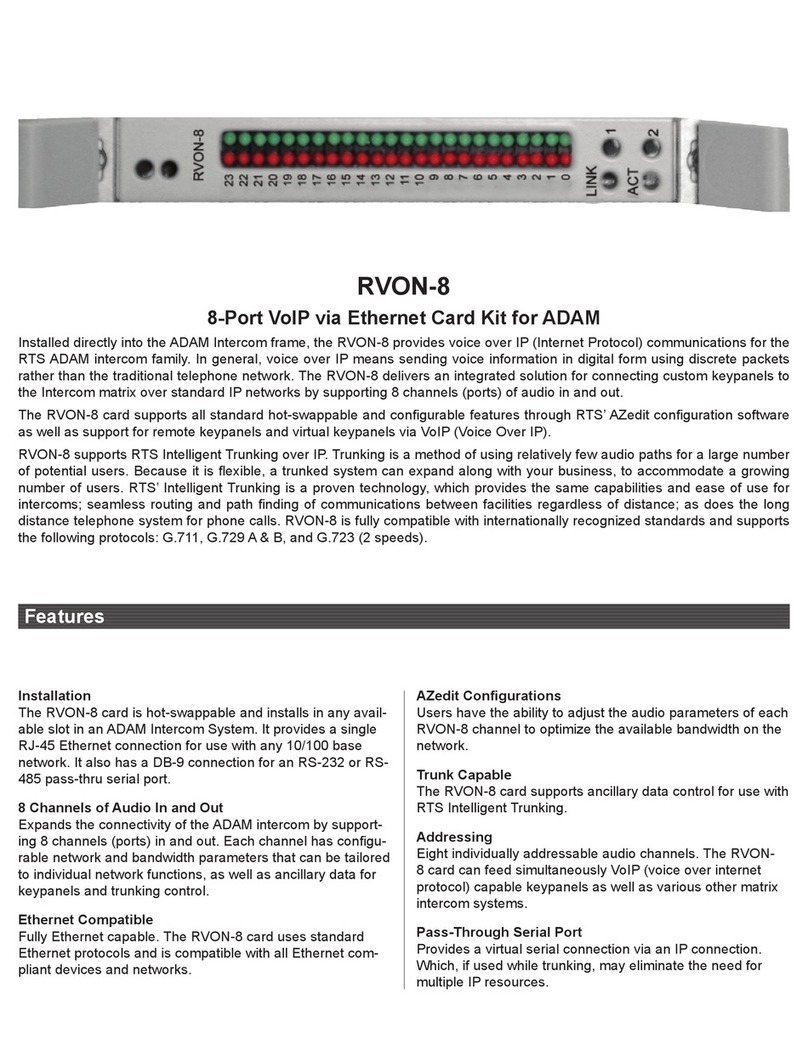 RTS Digital Matrix Intercom RVON-8 User manual