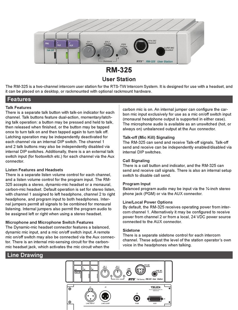 RTS Two-Wire Intercom RM-325 Specifications