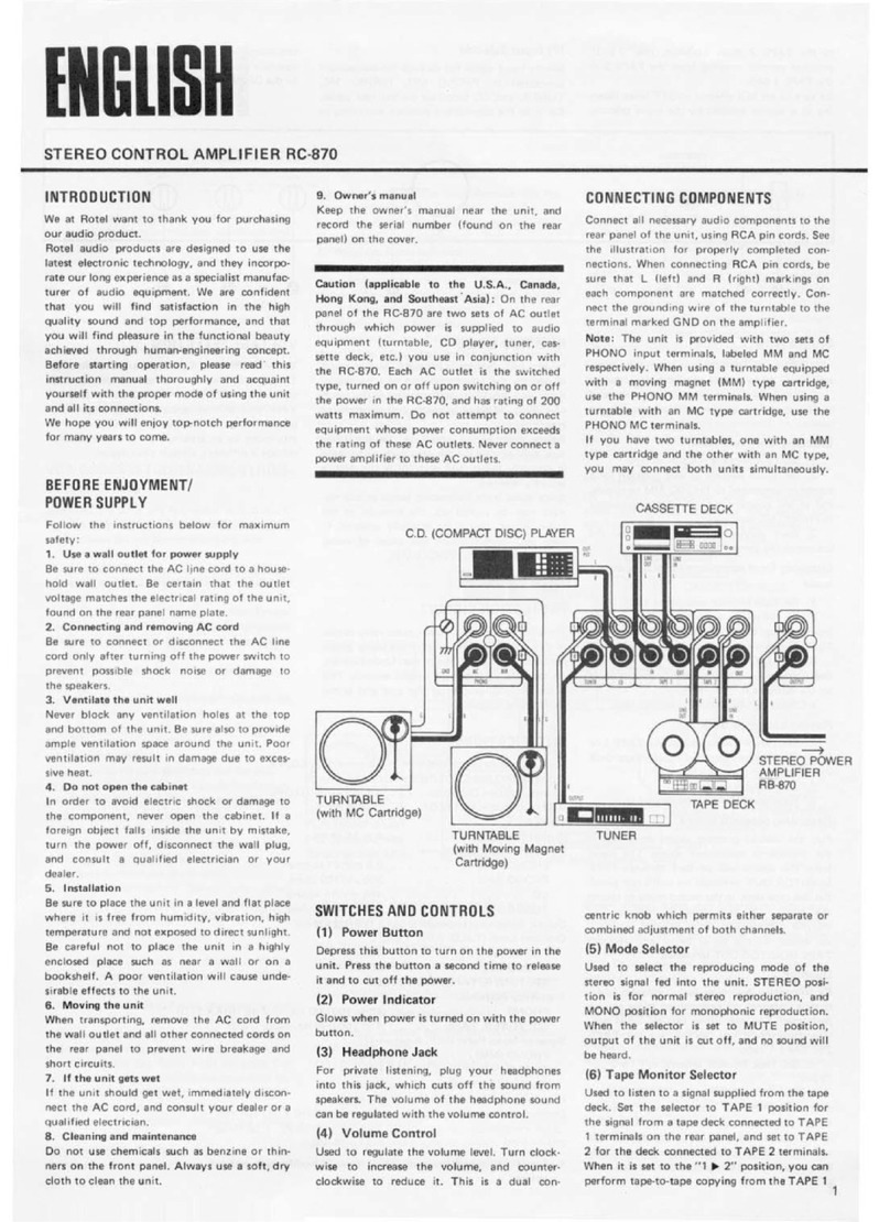 Rotel RC-870 User manual Rotel RC-870 User manual