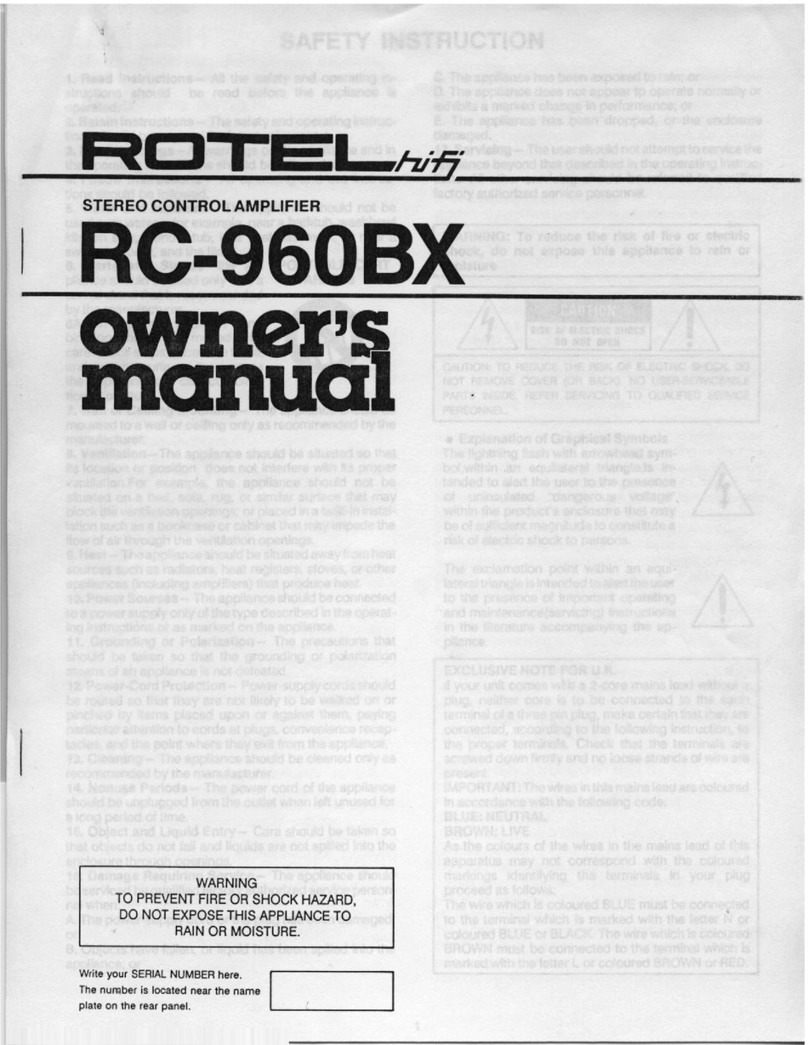 Rotel RC-960BX User manual Rotel RC-960BX User manual