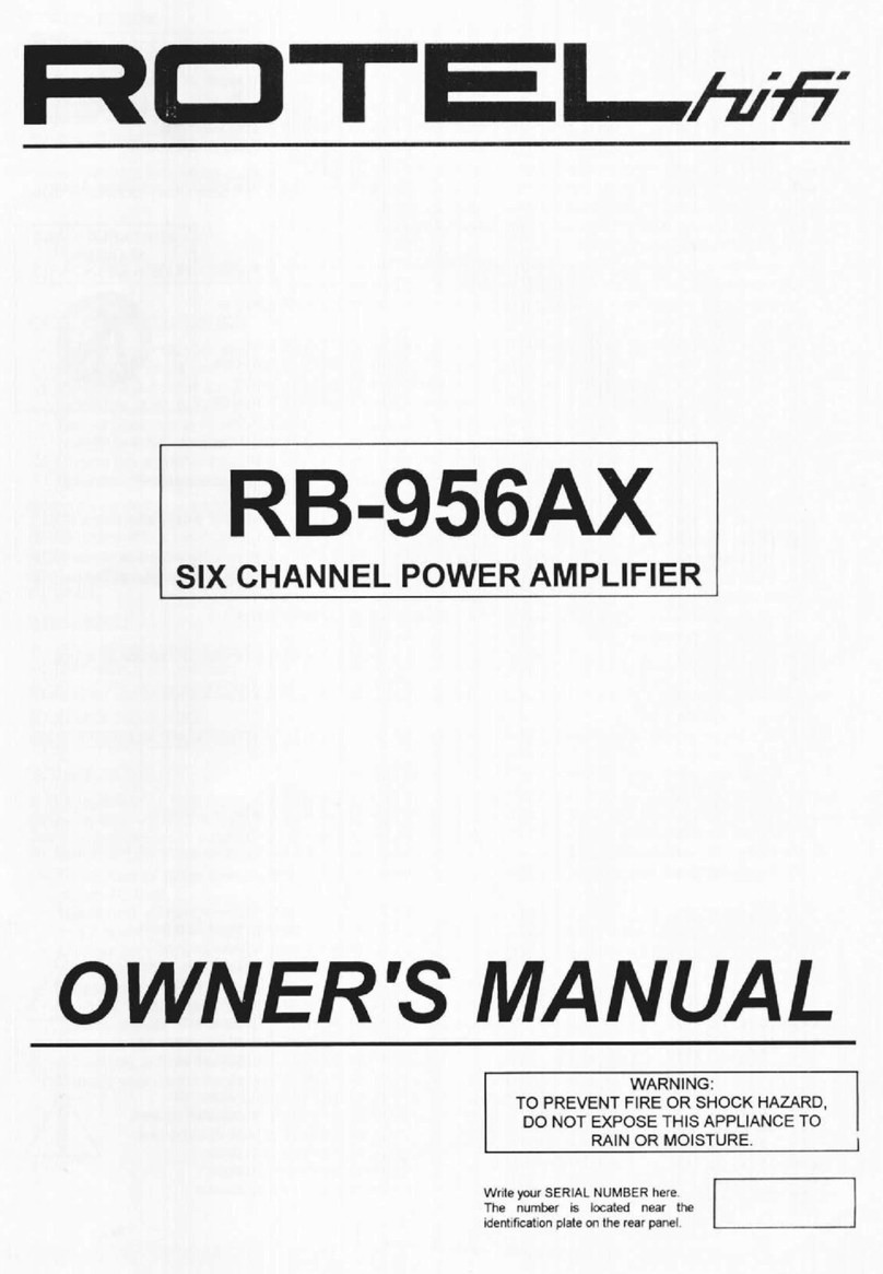 Rotel Six Channel Power Amplifier RB-956AX owner's manual