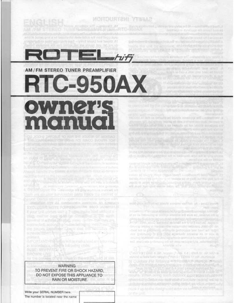Rotel RTC-950AX owner's manual