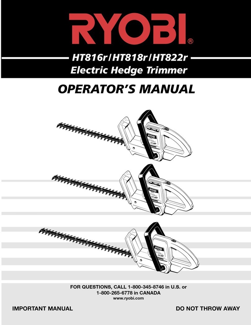 Ryobi HT816r, HT818r, HT822r Operator's manual