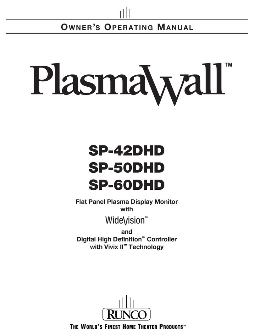Runco PlasmaWall SP-42DHD Operation manual