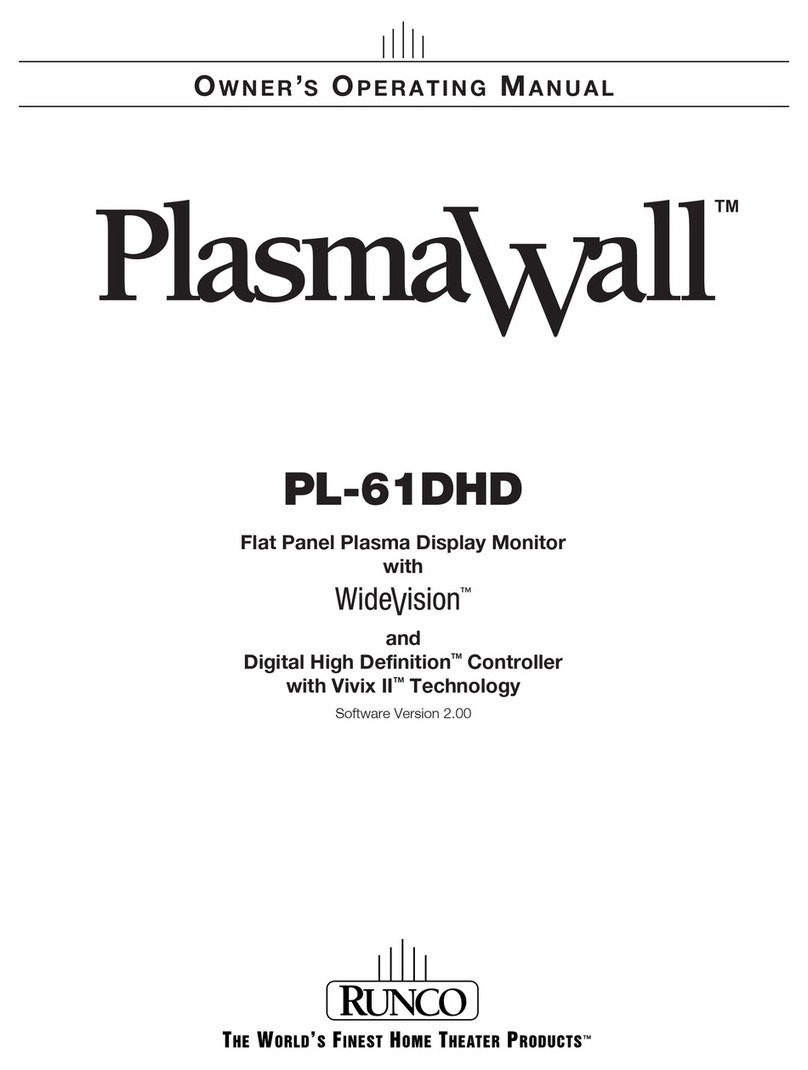 Runco PlasmaWall PL-61DHD Operation manual