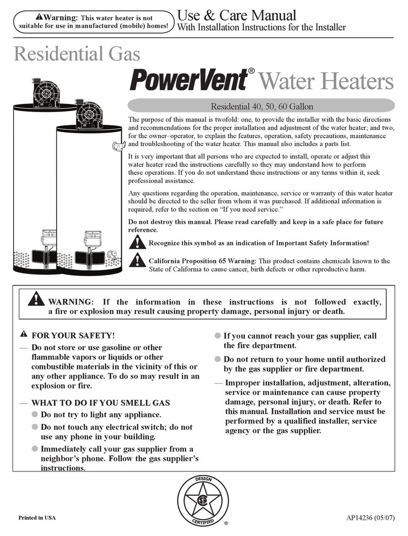 Ruud PowerVent AP14236 use and care manual