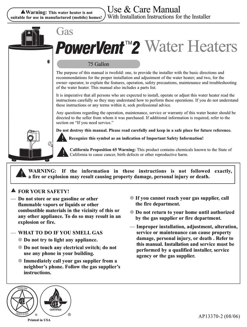 Ruud PowerVent 2 AP13370-2 use and care manual