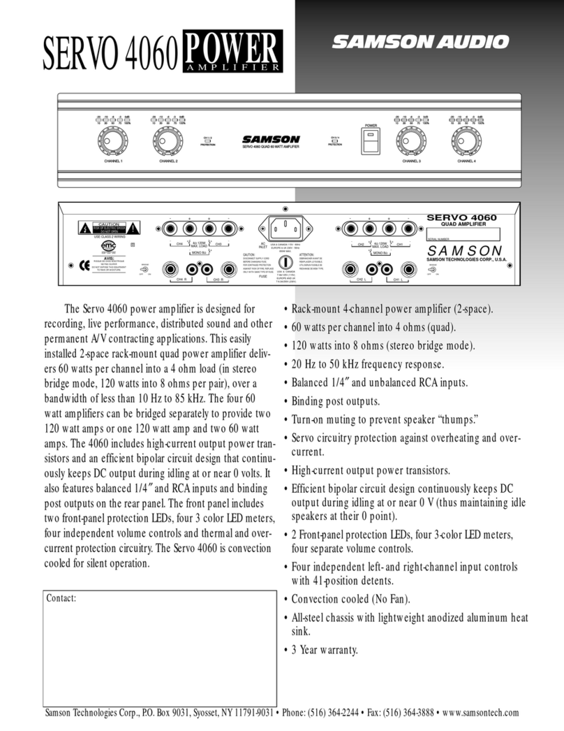 Samson Power Amplifier Servo 4060 Specification sheet