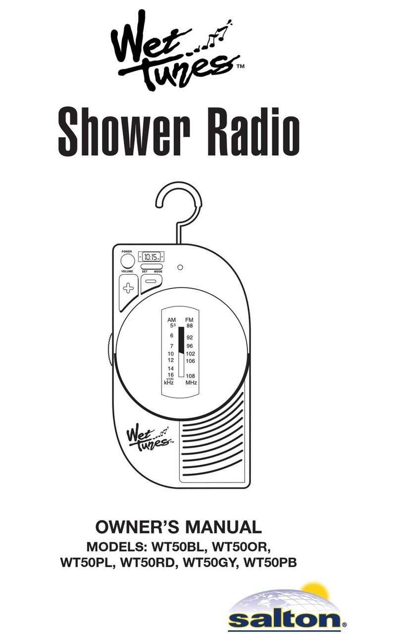 Salton Wet Tunes WT50BL owner's manual