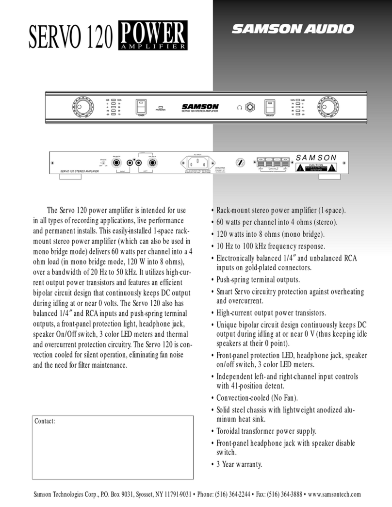 Samson Power Amplifier Servo 120 User manual