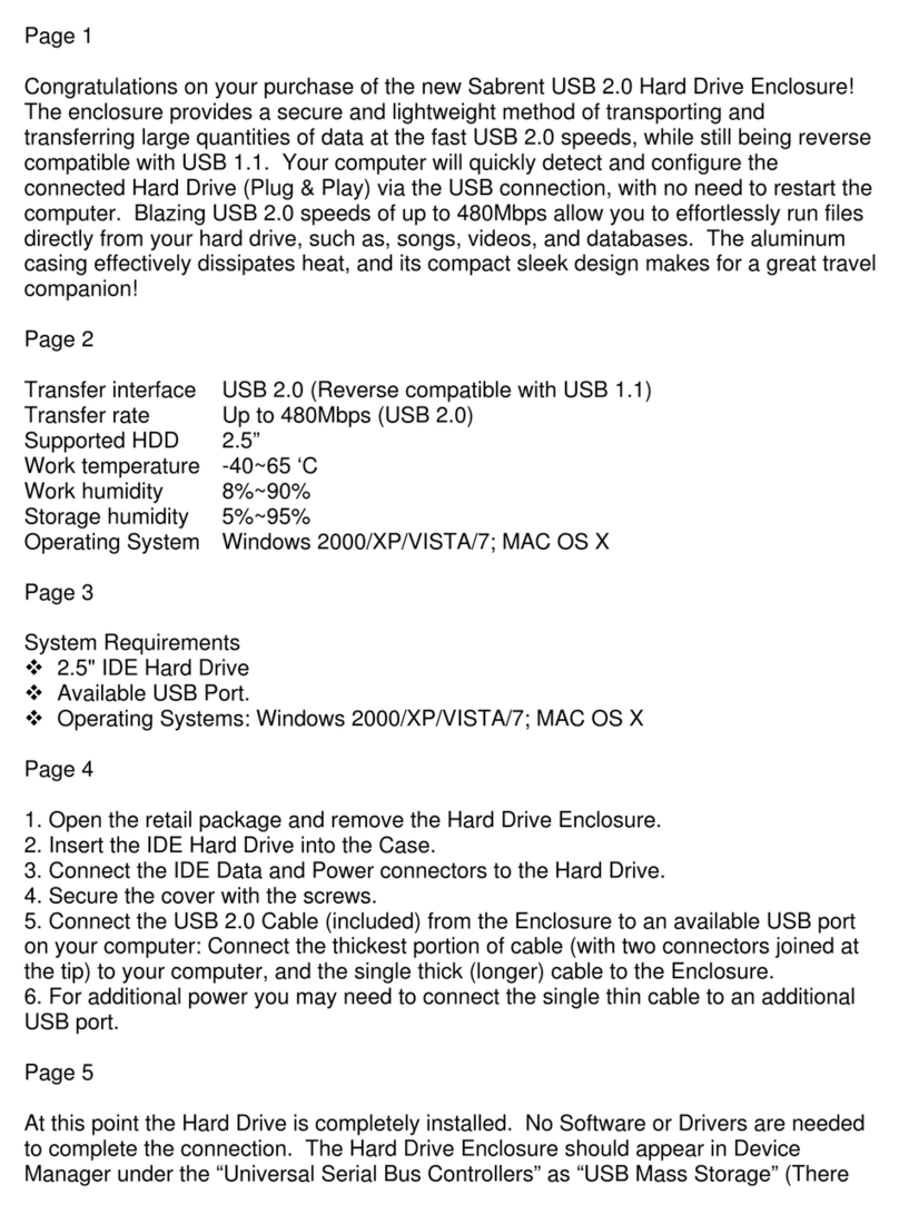 Sabrent Computer Drive User manual