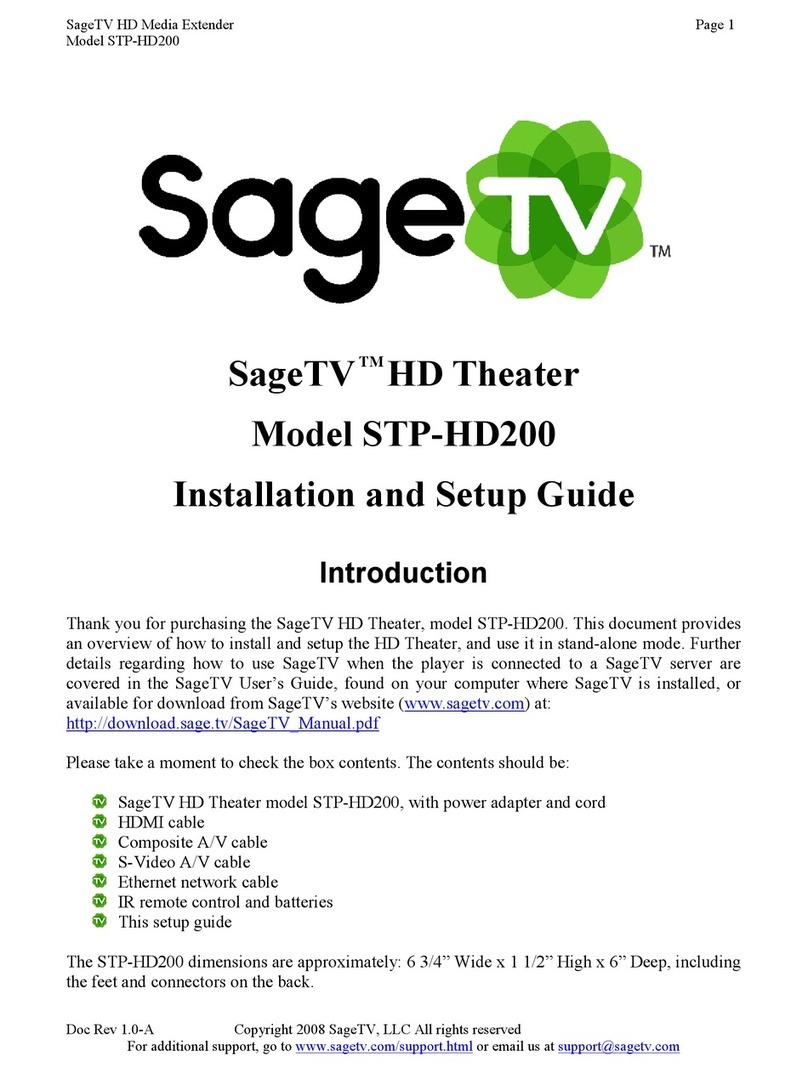 SageTV STP-HD200 Installation and setup guide