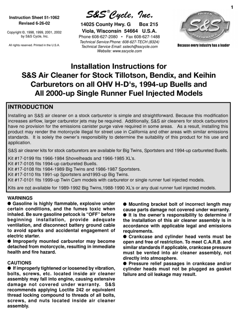 S&S Cycle Air Cleaner installation instructions
