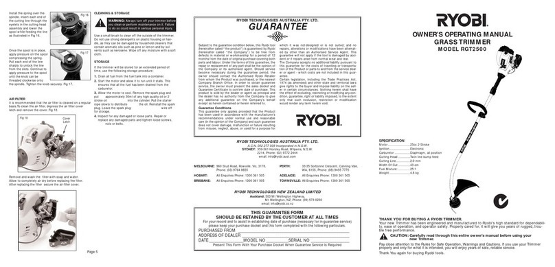 Ryobi RGT2500 Owner's operating manual