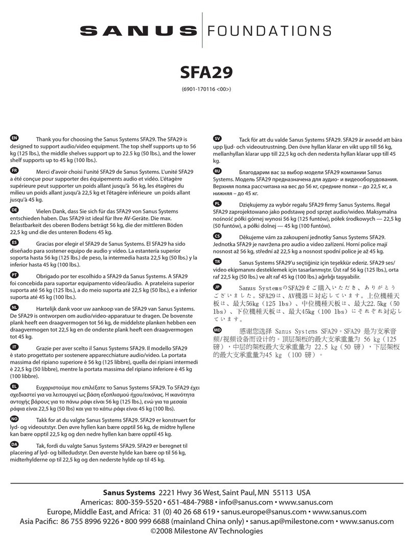 Sanus Systems Sanus Steel AV Foundations SFA29 product manual Sanus Systems Sanus Steel AV Foundations SFA29 product manual