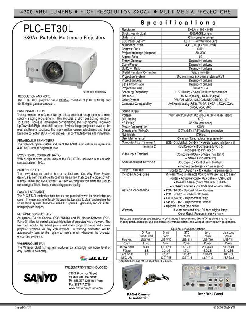 Sanyo PLC-ET30L Specifications