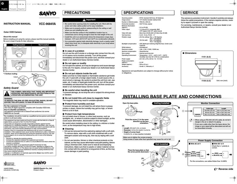 Sanyo VCC-9684VA - 1/4" Color CCD Indoor Mini Dome... User manual