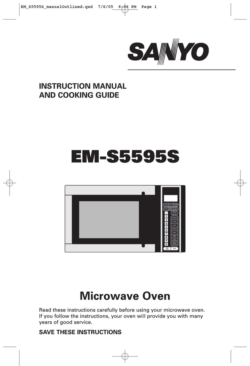 Sanyo EMS5595S - Microwave 0.9 Cubic Feet Instruction manual and cooking guide
