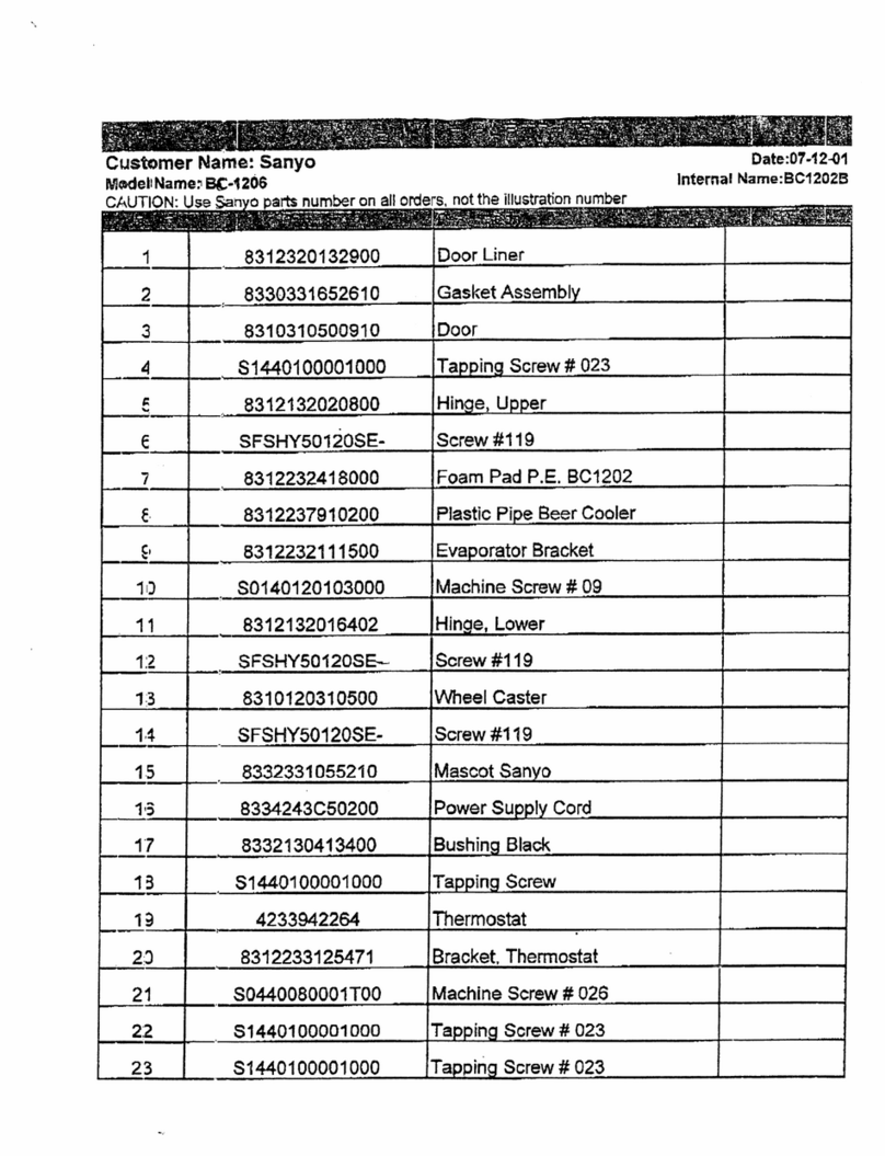 Sanyo BC-1206 parts list