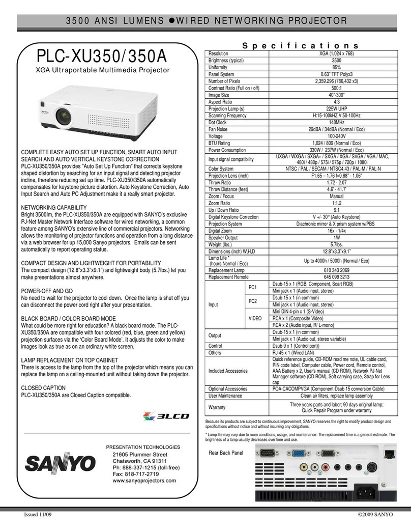 Sanyo PLC-XU350A - 3500 User manual Sanyo PLC-XU350A - 3500 User manual