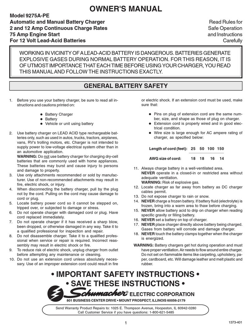 Schumacher 9275A-PE owner's manual