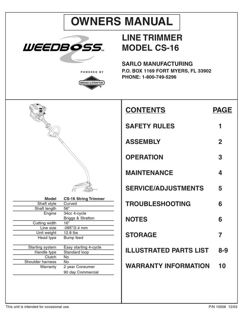 Sarlo WeedBoss CS-16 owner's manual