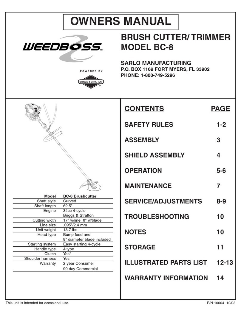 Sarlo WeedBoss BC-8 owner's manual